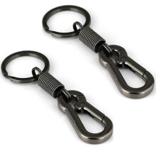 2X Sturdy Carabiner Key Chain Key Polished Key Chain Spring Key Chain Business Waist Key Chain, Black