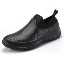 (36, Black) Chef Shoes With Rubber Sole Waterproof Non Slip Slip-on Shoes Rain Boots For Men Women
