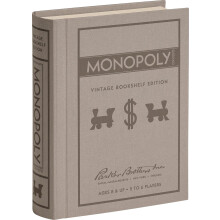 WS Game Company Monopoly Vintage Bookshelf Edition Board Game Premium Fabric-Wrapped Book Storage Box with Retro Graphics, Wooden Houses, Ages 8+