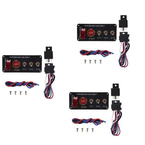 3X 12V BiltäNdningsknapp Motorstarttryckknapp 3 VäXla Racing Panel