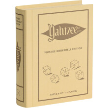 WS Game Company Yahtzee Vintage Bookshelf Edition, Luxury Dice Game in Linen-Deluxe Rolling Tray & 1956 Graphics, Classic Dice Games, Ages 8+