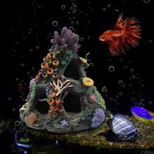 Korallen Aquarium Dekoration Aquarium Harz Rock Mountain Cave Ornamente Fisch Haus für Betta Schlaf Ruhe Verstecken