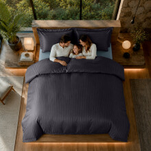(Black, Double) Moonlight Bedding Duvet Cover Set On Sale | Stripe Duvet Set 3pc Ready Made Quilt Cover with Pillowcases