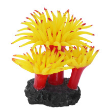 Base de beton Silicone Anemone Anemone d'Aquarium Plante Decoration, Jaune