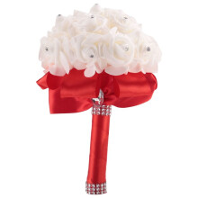 Belle Bouquet de Mariage de mariee demoiselle d'honneur Fleur bouquet de mariage fleur artificielle bouquet de roses bouquets de mariee blanches-ruban