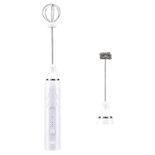 MéLangeur à Main éLectrique USB à Main Fouet en Mousse Mousseur à Lait Portable Batteur à Oeufs Sans Fil MéLangeur éLectrique Sans Fil Blanc