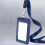 (Blue Horizontal) Leather ID Card Holder with Detachable Neck Strap for Office Use 4