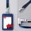 (Black Horizontal) Leather ID Card Holder with Detachable Neck Strap for Office Use 3
