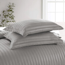 (Silver, Pillowcase Pair) Moonlight Bedding Duvet Cover Set On Sale | Stripe Duvet Set 3pc Ready Made Quilt Cover with Pillowcases