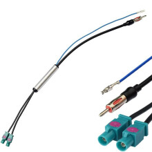 Bilradioantennadapter för -Adapter AM/FM-Ljudkabel Dubbel Fakra-Din-Antennsignalförstärkaradapter