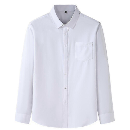 (4XL, White) Men's Premium Classic Long Sleeve Shirt for Ample Sizing