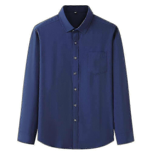 (2XL, Dark  Blue) Men's Premium Classic Long Sleeve Shirt for Ample Sizing
