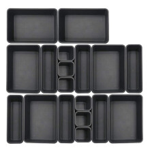 Paquet de 18 Tiroirs EmboîTables Plateau Organisateur de Tiroirs de Bureau Polyvalent pour Cuisine Salle de Bain Bureau Chambre