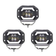 3st 5-Tums Bil LED-Arbetsljus Angel Eyes Square Spotlights Främre Stötfångare Mesh Dimljus Lämplig för Wranglers