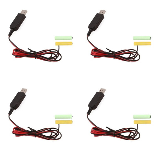 4X USB 5V à 3V LR03 AAA Dummy Batterie Eliminators Câble pour Télécommande Radio LED Lumière 2m