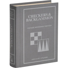 Checkers and Backgammon Vintage Bookshelf Edition by WS Game Company, Linen Wrapped Book Box & Slipcase -  Checkers and Backgammon Sets for - Ages 6+