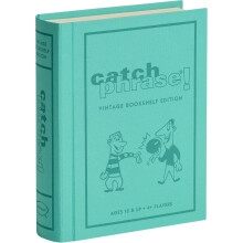 WS Game Company Catch Phrase Game Vintage Bookshelf Edition in Linen-Electronic Timer & 16 Double-Sided Disks Featuring 2,300+ Words, Ages 12 and Up