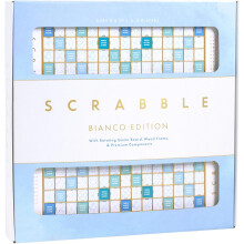WS Game Company Scrabble Bianco Edition with Rotating Wooden Game Board