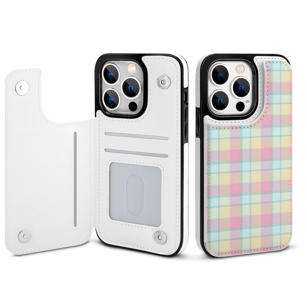 Plaid Wallet Case For Iphone 14 Pro Pu Leather Flip Cover 301029986659