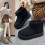 Botas de neve femininas de veludo, cano curto, quentes e com sola grossa. 5