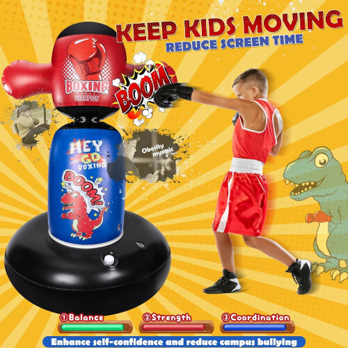 Inflatable Punching Bag for Kids3-12Years, 360 Rotating 2