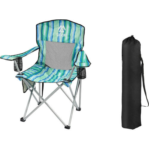 Camp Chair with Shade Canopy Folding Recliner Black