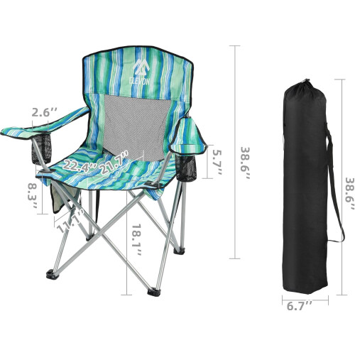 Camp Chair with Shade Canopy Folding Recliner Black 2