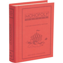 WS Game Company Monopoly Junior Vintage Bookshelf Edition: Linen Fabric-Wrapped Book Case - Classic Monopoly Jr. (2-4 Players, Ages 5+)