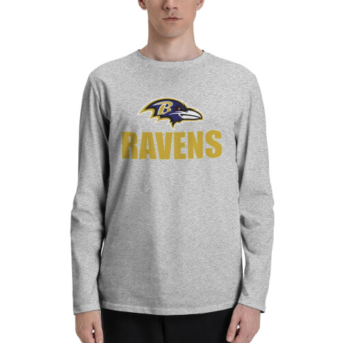 Herr långärmad t-shirt med rund hals för basebollfans