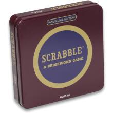 WS Game Company Scrabble Nostalgia Edition Board Game in Collectible Tin Vintage Style Word Board Games for Ages 8+