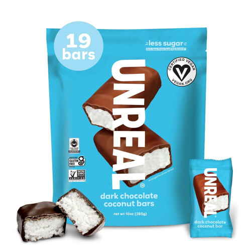 Dark Chocolate Coconut Bars Vegan 3g Sugar 10oz