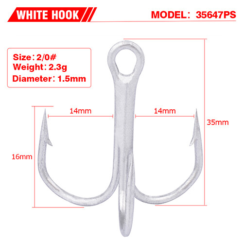 Sharp Anchor Hook Compatible Treble Fishing Hooks #1-14,