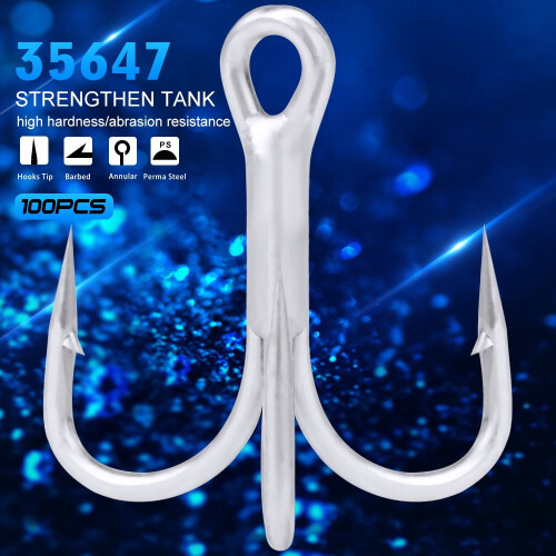 Sharp Anchor Hook Compatible Treble Fishing Hooks #1-14, 1