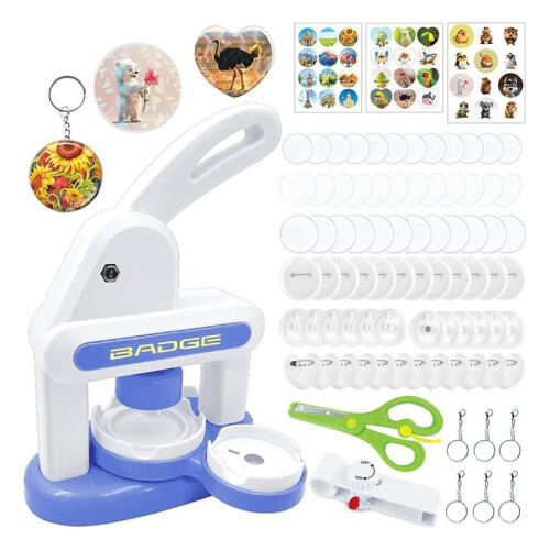 Button Maker Machine 70pcs Pin Maker Installation-Free 55mm+35mm DIY Magnet Maker Pressing Machine Kit 1