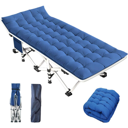 Camping Cot with Thick Pad 450 lbs Double Layer Oxford