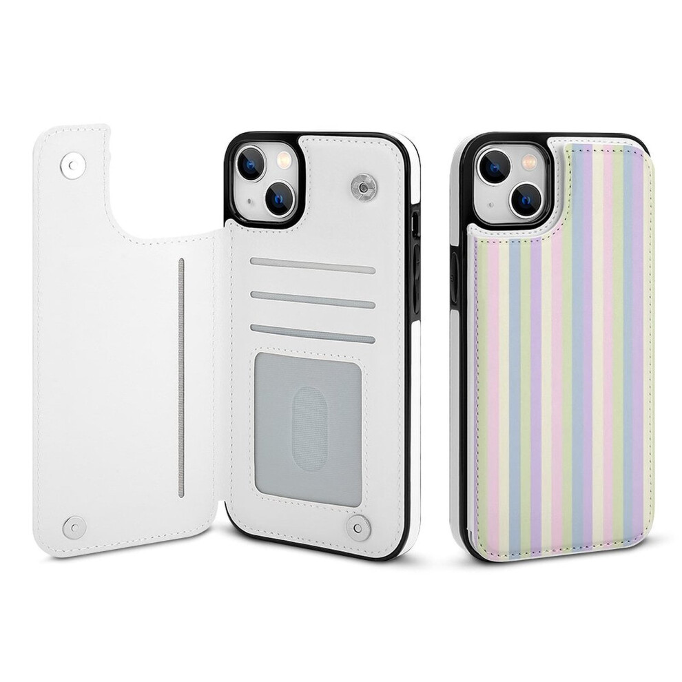 Iphone 14 Plus Striped Pu Leather Wallet Case With Card 301029986475
