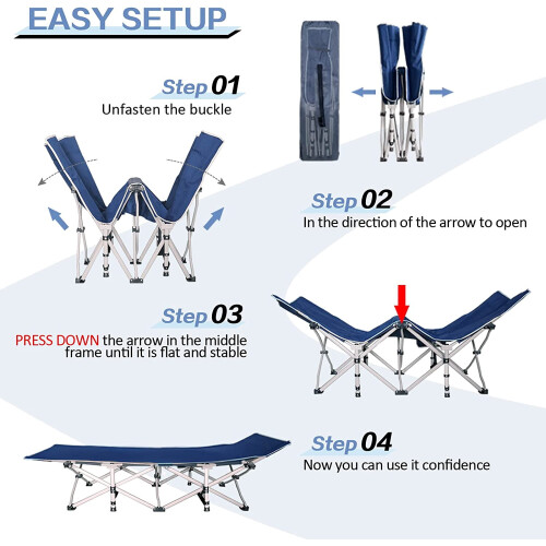Camping Cot with Thick Pad 450 lbs Double Layer Oxford 1