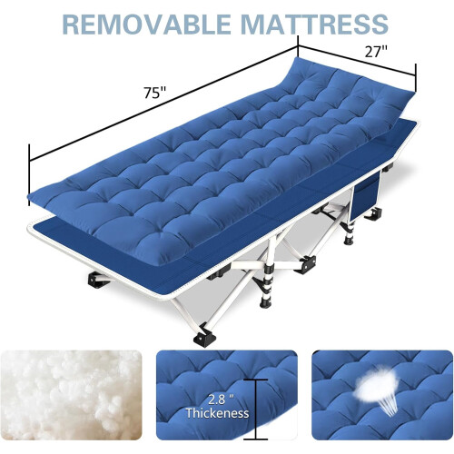 Camping Cot with Thick Pad 450 lbs Double Layer Oxford 2