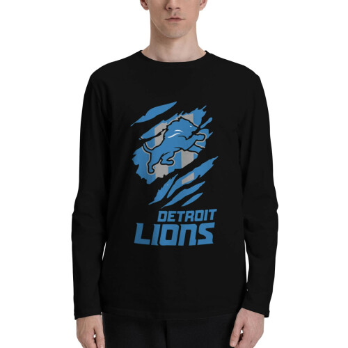 Ανδρικό T-shirt με μακριά μανίκια DET Lions και στρογγυλή λαιμόκοψη