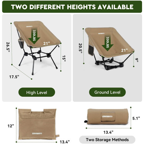 Folding Camping Chair Portable Lightweight Black 1