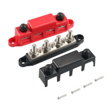 Busskena 12V 300A Strömfördelningsblock 4 X 3/8 Tum Sdubbar 12V Automotive Marine Battery Samlingsplint med Lock