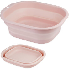 Hopfällbart handfatset med 2, rosa, bärbart plast