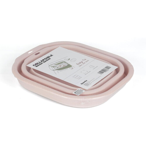 Hopfällbart handfatset med 2, rosa, bärbart plast 2