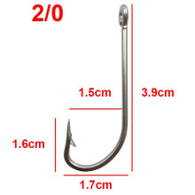 Stainless Steel Fishing Hooks Long Shank 100 pcs Size