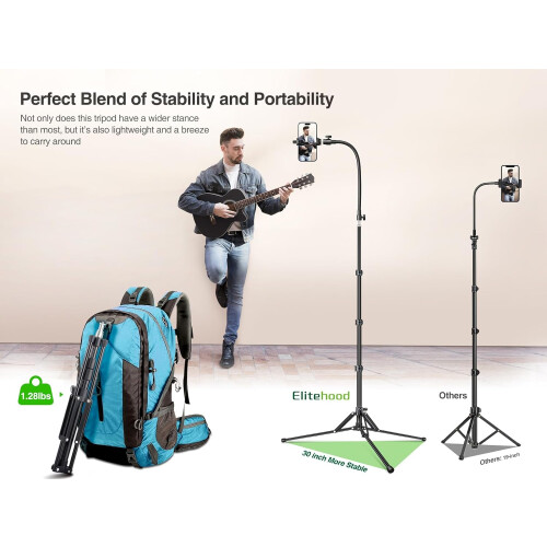 Tripod Stand with Adjustable Gooseneck and Remote for 1