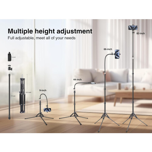 Tripod Stand with Adjustable Gooseneck and Remote for 2