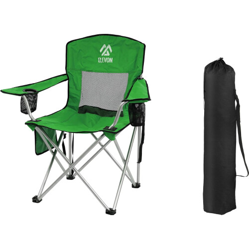 Camp chair with shade canopy folding recliner black