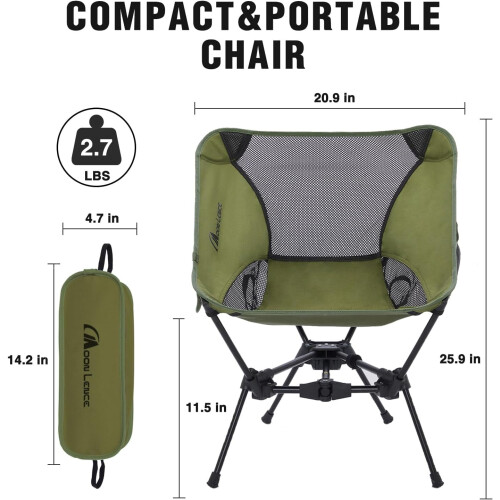 Bærbar campingstol ultralet, foldbar, 1-pak 2