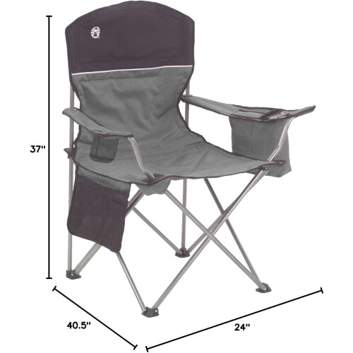 Cadeira de camping portátil com cooler para 4 latas e assento acolchoado. 2