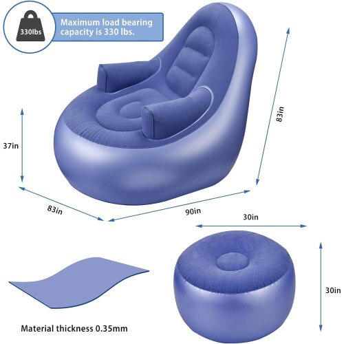 Inflatable Couch with Armrest and Ottoman1Pc 1
